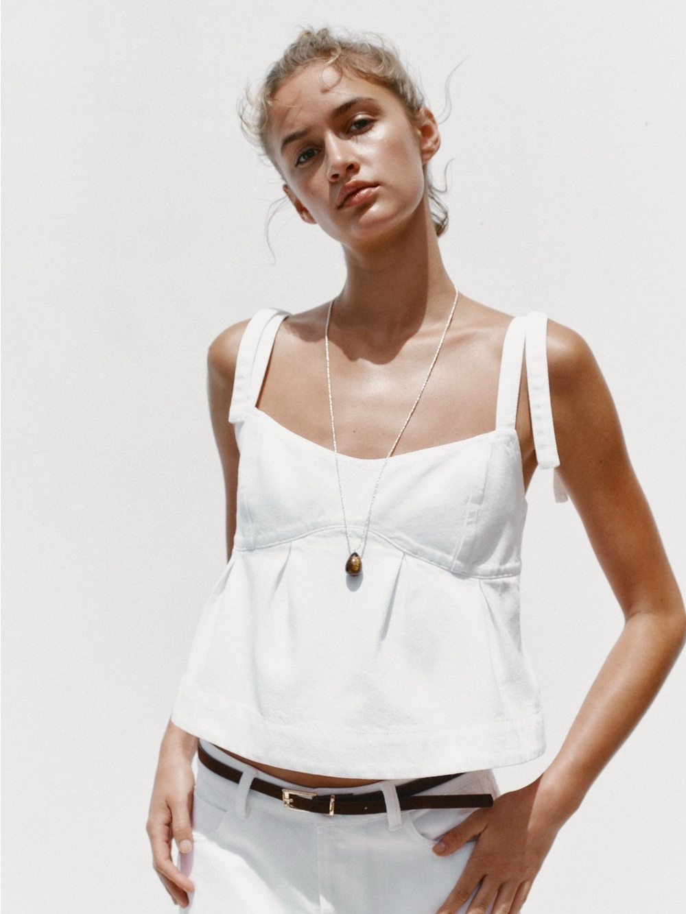 Zara Z1975 Denim Strappy Top